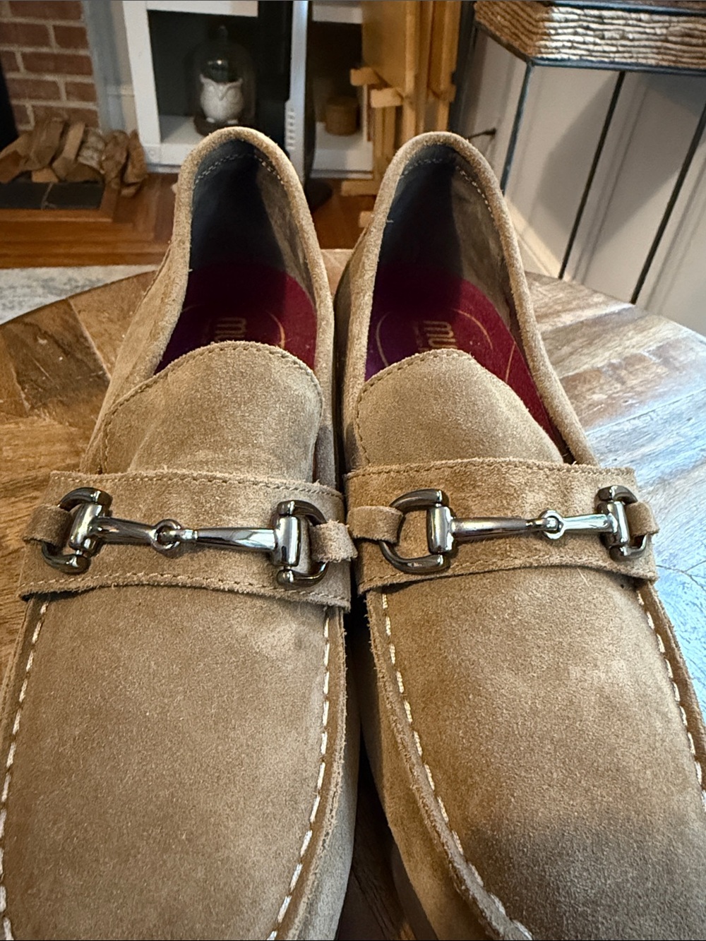 Munro Gryfinn Horsebit Toasted Sesame Suede Loafers 10 - Picture 5 of 9